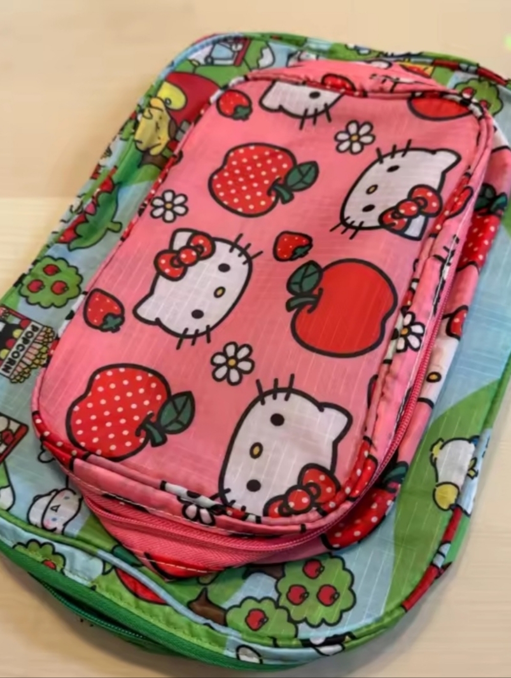 Brand New Hello Kitty Pink and Green  Travel Packing Cubes 2pcs Set